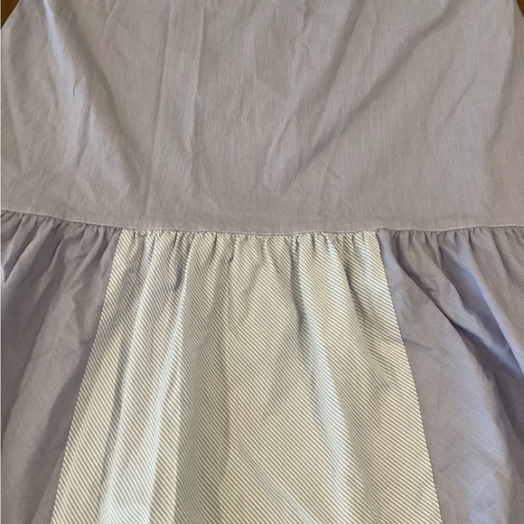 Vineyard Vines Blue pin Stripe Shirt shift tier ruffle hem knee length dress 8 - Picture 6 of 10